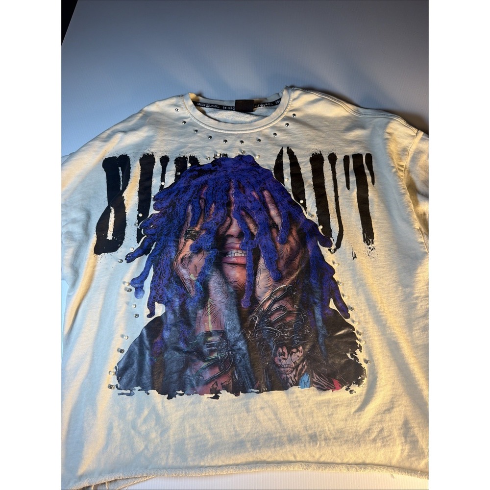 Switch Limited Edition 3XL Graphic Sweatshirt Rhinestone Distressed Raw Hem